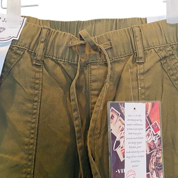 NWT VIP Elastic Waist Drawstring Jogger Cargo Pants Brown Size 5/27 - Picture 2 of 5